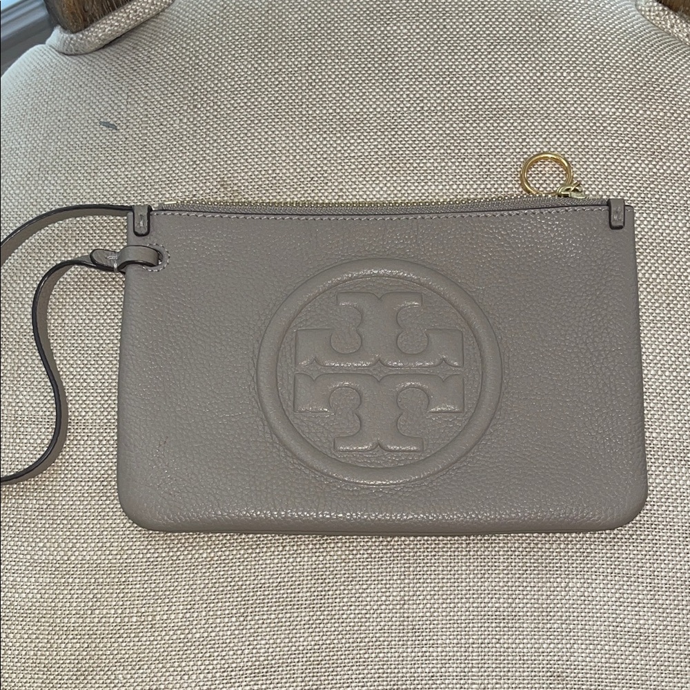 Tory Burch Taupe Leather Wristlet